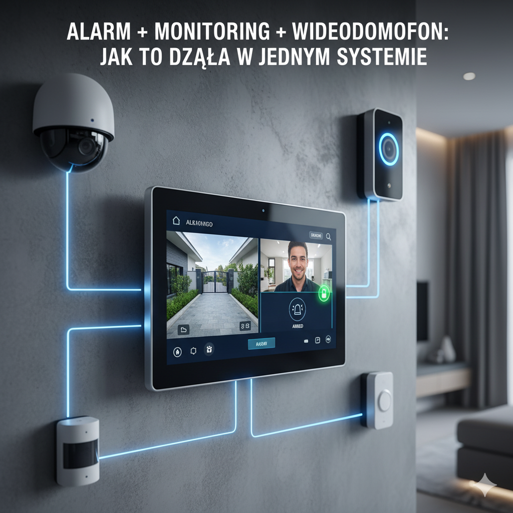 Alarm + monitoring + wideodomofon: jak to działa w jednym systemie